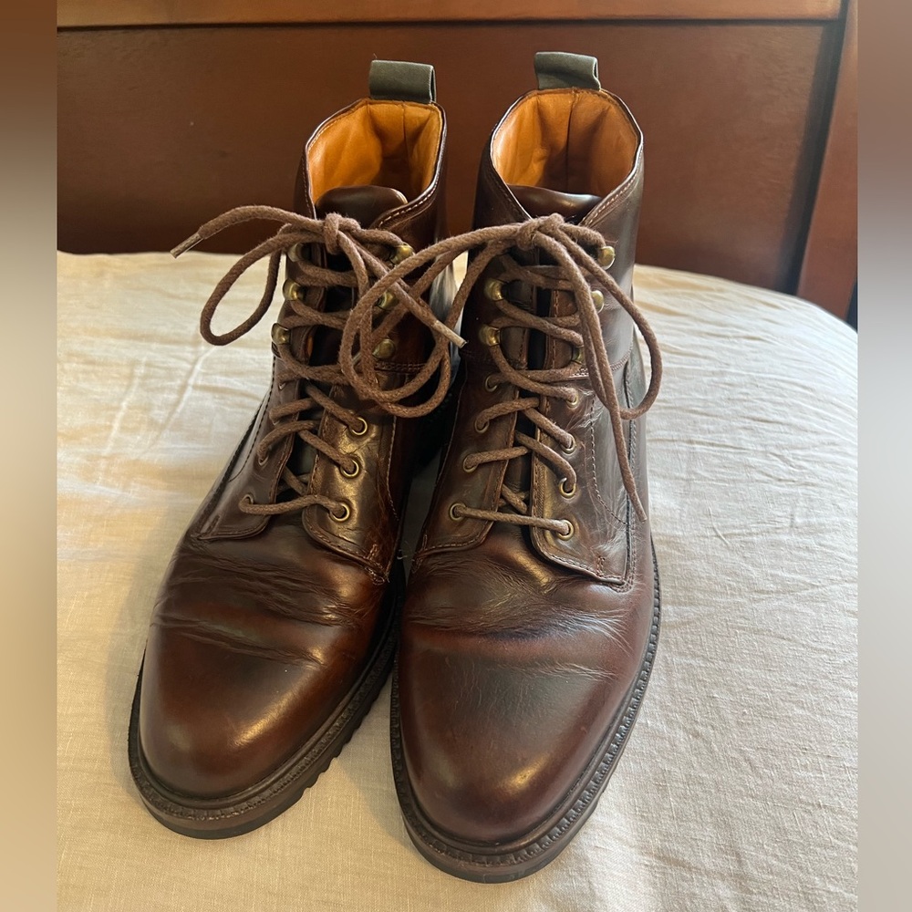 Cole Haan Men’s Brown Leather Lace Up Combat Boots